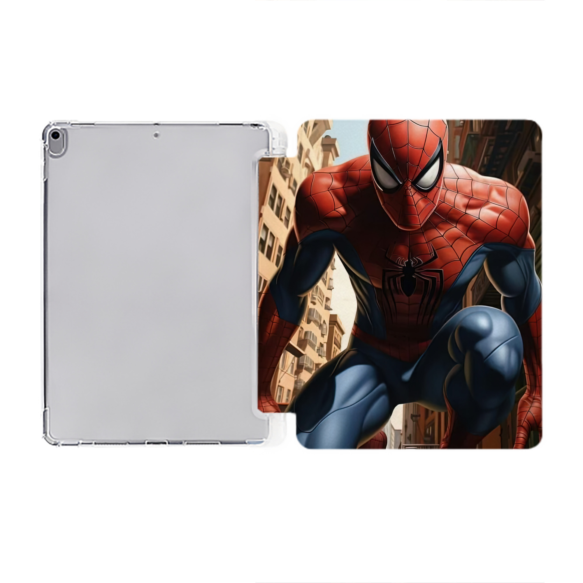 Spider Man スパイダーマン IPad ケース ペン収納付き 三つ折りスタンド PUレザー×シリコン 対応機種9.5/10.5/10.9インチ